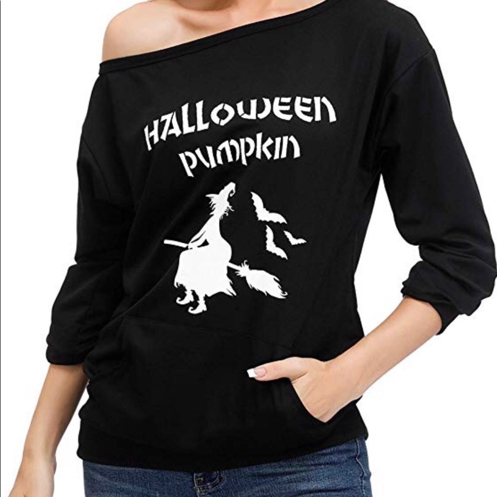 Women Halloween Sweatshirt Off Shoulder